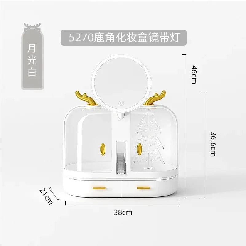 DUAL DOOR DESKTOP LED COSMETIC ORGANIZER